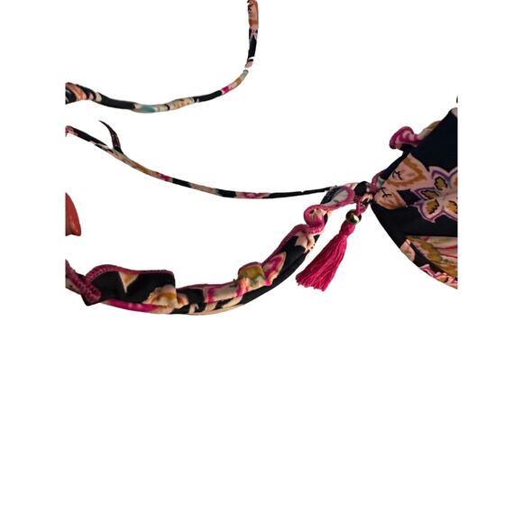 Shade & Shore Navy Blue & Pink Print Push-Up Halter Bikini Top Women's 34C - Picture 7 of 12